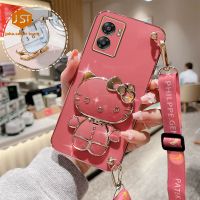 OPPO A57 4G A73 2020 A93 4G A55 F11โปร F9 A94 4G Reno 5F แฟชั่นการ์ตูนน่ารักกระต่ายเคสโทรศัพท์ปิดขอบตรงพร้อมที่ยึดขาตั้งมีสายคล้องนุ่มกันกระแทกฝาครอบหลัง