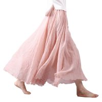 【CC】۩☢  Dropshipping 2020 Skirt Cotton Skirts Elastic Waist Boho Pink Faldas Saia