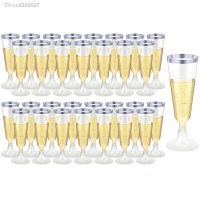 ❣♨✠ Flautas de champanhe plásticas com borda prata copos descartáveis claros brindar cocktail festa 5oz 60 pcs 30 pcs