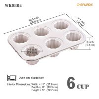 พิมพ์ขนมคานาเล่ 6 หลุม Canele Cake Mold, 6-Cavity Non-Stick Cannele mold