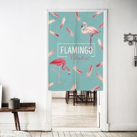 Fresh Flamingo Fabric Curtain Japanese-style Half Curtain Living Room Partition Curtain Kitchen Toilet Bedroom