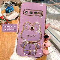 Kanavi เคสโทรศัพท์แฟชั่นสำหรับ Samsung Galaxy S8 S8พลัส S9 S9บวก S10 S10พลัสเคสโทรศัพท์ตัวยึดกระจกแต่งหน้ากระต่ายเคสนิ่มเคลือบอิเล็คโทรเพลทหรูหราทำจากซิลิโคน