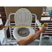 คุ้มที่สุด!!!เก้าอี้นั่งถ่ายและอาบน้ำ แบบชุบครีมสีขาว มีฝา Commode Chair รุ่น 810