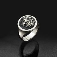 Punk Mens Lion Head Pattern Ring 316L Stainless Steel Domineering Lion Ring Party Animal Ring Mens Jewelry