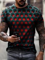 2023 NewSummer ผู้ชายเสื้อ T O Ptical I Llusion 3D พิมพ์กราฟิกรอบคอ Tee เสื้อลำลองชายแขนสั้นท็อปส์ Streetwear แฟชั่นเสื้อผ้า