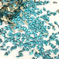 100pcs Mix Shape Lake Blue Crystal Nail Diamond Pixie Strass Rhinestones For 3D Nails Art Decorations Supplies Jewelry Rhineston