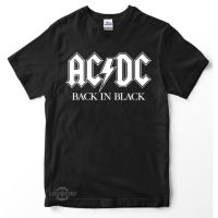 เสื้อยืดพรีเมี่ยมเสื้อยืด พิมพ์ลาย acdc BACK IN BLACK แรงดันไฟฟ้าสูง สไตล์วินเทจ