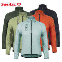 Santic ผู้ชายขี่จักรยานแจ็คเก็ตแขนยาวถนน MTB เสื้อป้องกันแสงแดดสะท้อนแสงที่มีกระเป๋าซิประบายอากาศจักรยานแจ็คเก็ต M2C07034