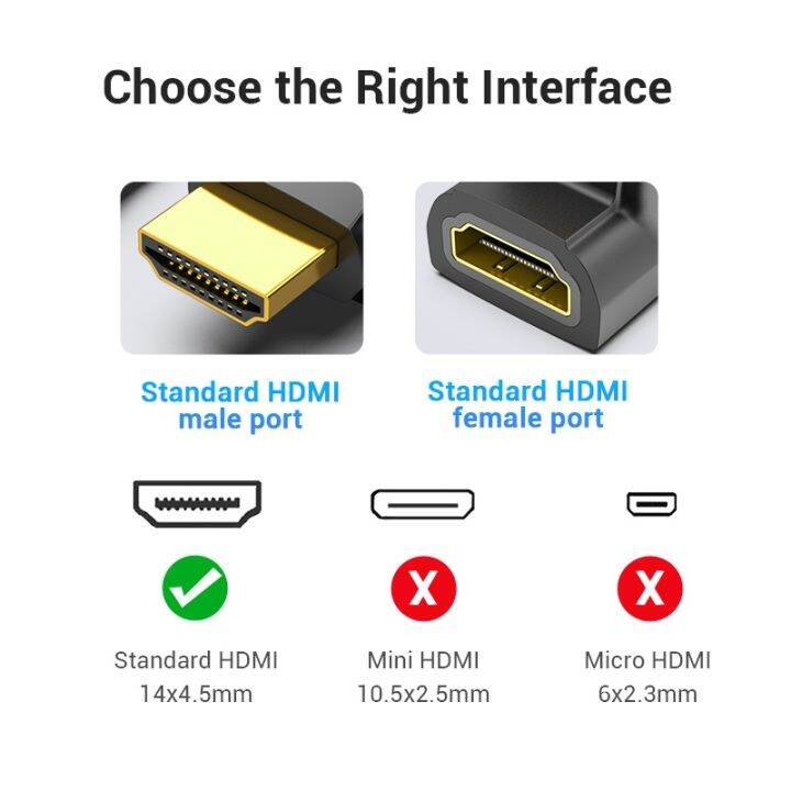 ร้อน-vention-อะแดปเตอร์-hdmi-90-270องศามุมขวา-hdmi-ชายกับหญิง-hdmi-แปลงสายเคเบิ้ลสำหรับ-hdtv-ps4-ps5แล็ปท็อป4พัน-hdmi-extender