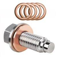 Magnetic Oil Drain Plug Neodymium Magnet Stainless Steel Bolt - with 5Coopers Washer - Heavy Duty Oil Plug