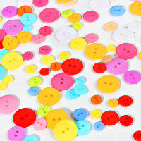 50/100Pcs Double Hole สีสันพลาสติกปุ่มสำหรับเด็ก Scrapbooking ตกแต่งเสื้อผ้าอุปกรณ์เย็บผ้า