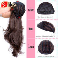 Silike 24นิ้วสังเคราะห์หยัก34ครึ่งวิกผมยาวต่อผม Ombre สีบลอนด์ Capless Wigs คลิปผมต่อสำหรับผู้หญิง210G