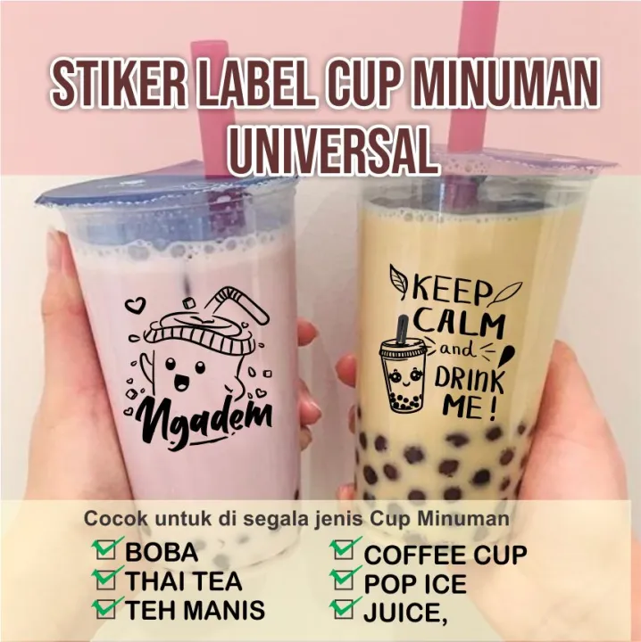 100 Pcs Stiker Cup Minuman Universal Lazada Indonesia 3208