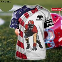 （Can Customizable）Summer  Rugby Silk American Football Usa Flag 3d Print Slim T-shirt Tops Tees Men Short Sleeve Casual Milk Fiber Breathable Quick Dry fashion tshirt（Adult and Childrens Sizes）