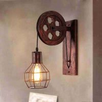 American country creative wind restoring ancient ways wall lamp wrought iron wall lamp industry pulley bracket light corridor corridor of individual character dining-room lamp ❤