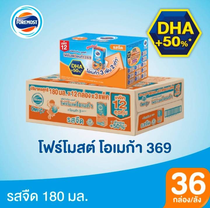 ขายยกลังโฟร์โมสต์-โอเมก้า369-รสหวาน-จืด-ช็อกโกแลต-ขนาด-180มล36กล่อง