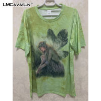 LMCAVASUN Gradient female elf printed T shirt top Tie dye short sleeve T-shirt Hip hop loose couple shirt M-4XL