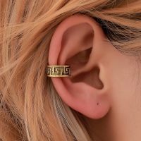 Retro Carving Pattern Hollow Single Golden Silver Plated Alloy Ear Cuff Clip Earrings for Women amp; Men