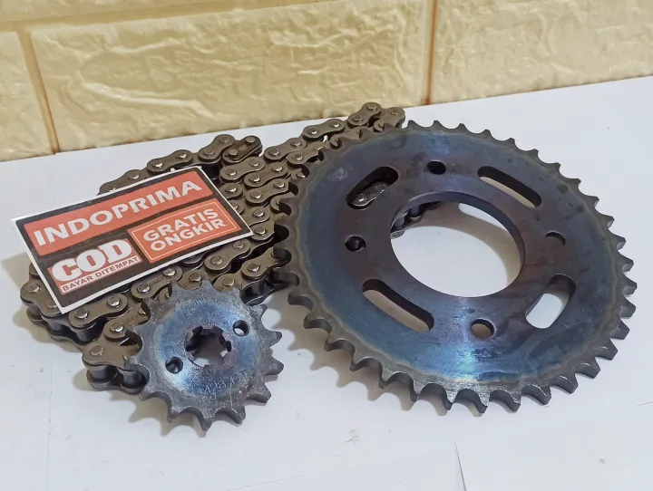 gigi tarik depan belakang dan rantai racing. gear paket komplit ukuran