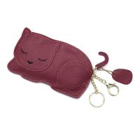 №卐 A8098 Women Full Grain Cow First Layer Leather Cartoon Cute Thin Cat Purses Wallets Versatile Girl Cash Lipsticks Coin Bags