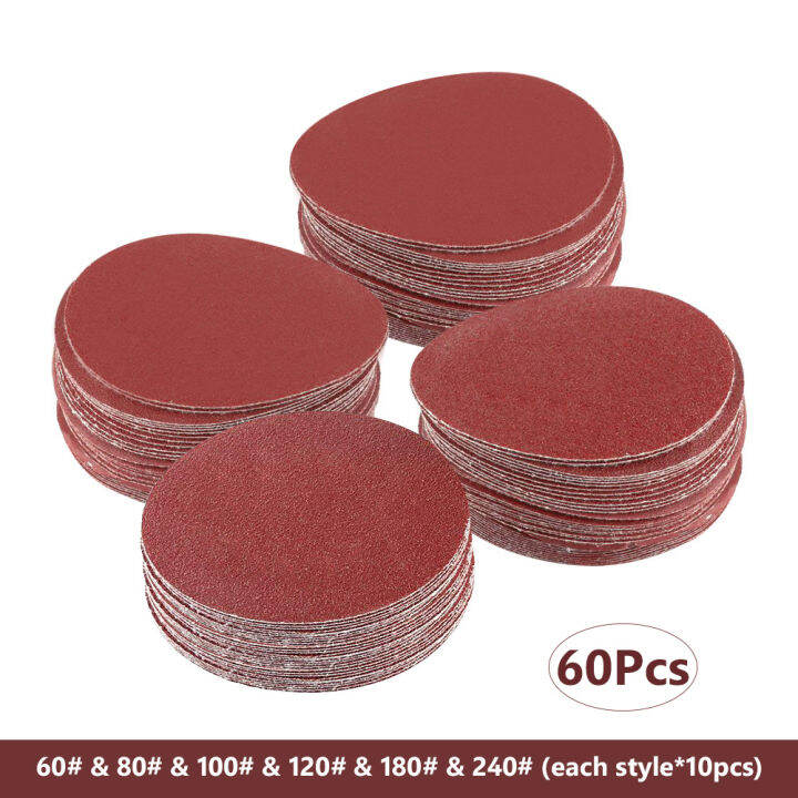 6070100pcs-5-inch-125mm-sandpaper-brushed-back-for-sander-red-round-sanding-paper-disk-sand-sheets-grit-60-2000-hook-loop-disc