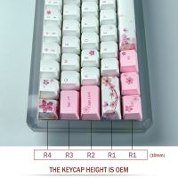 2023ลดราคาเหลือร้อยละ60และ100 Keycap PBT โปรไฟล์ OEM สำหรับเชอร์รี่แป้นพิมพ์กลไก MX อะนิเมะคู่น่ารักสีขาวชมพู Backlit ตัวครอบปุ่มคีย์บอร์ด