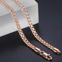 585 Rose Gold Color Necklaces for Women Bismark Link Fashion Womens Necklaces Chains Jewelry 5mm 50cm 55cm 60cm DGN452