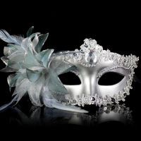 Feather Venice Flower Costume Lady Wedding Masquerade Party Dance Ball