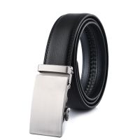 Mens Cowhide Leather Automatic Buckle Belts High Quality Commercial Genuine Leather Ratchet Belt For Men Pants Accessories