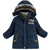 QBELY ฤดูหนาวเด็ก Outerwear &amp; Coats Boy S Big Wool Collar Cotton-Padded Down &amp; Parkas เด็กแจ็คเก็ตเด็กทารก Warm Coat