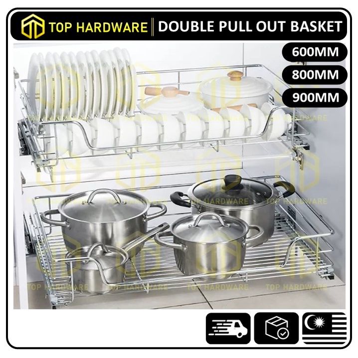 STAINLESS STEEL DISH RACK FOR KITCHEN CABINET HANGING DISH RACK RAK PINGGAN  600MM 800MM 900MM