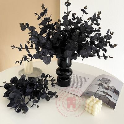 [AYIQ Flower Shop] ดอกไม้ประดิษฐ์ยูคาลิปตัสสีดำขนาด34ซม. ใช้สำหรับ Hiasan Kamar เดสก์ท็อปของตกแต่งคริสต์มาสและปีใหม่