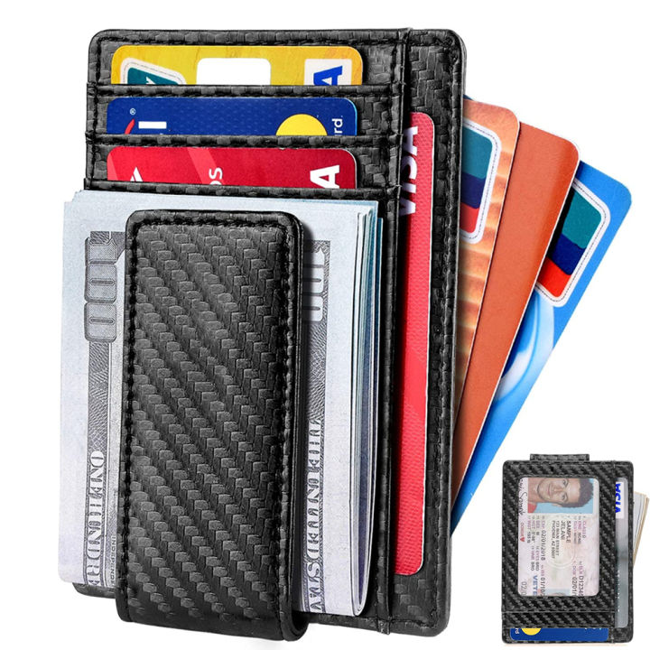Mens Money Clip Wallet RFID Slim ID Credit Card Holder Genuine Leather Thin  Front Pocket Card Case | Lazada