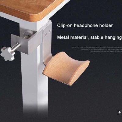 Wooden Headphones Stand Holder Rack Aluminum Alloy Desk Lock Clip Bracket Easy Install Gaming Headset Hanger For Table Display