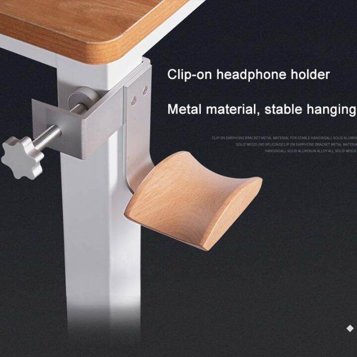 wooden-headphones-stand-holder-rack-aluminum-alloy-desk-lock-clip-bracket-easy-install-gaming-headset-hanger-for-table-display