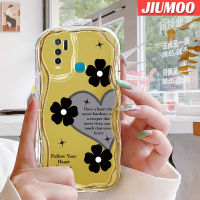 เคส JIUMOO สำหรับ VIVO Y30 Y30i Y50การ์ตูนแฟชั่นรักขอบคลื่นเคสมือถือโปร่งใสเนื้อครีมปลอกซิลิโคนป้องกันเลนส์กล้องเคสนิ่มกันกระแทกแบบใส