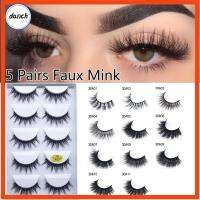 DANCH SKONHED 5 Pairs ความงาม แฮนด์เมด ขนตาธรรมชาติ ขนตาปลอม 3D Faux Mink Lash Wispies Long Fluffy ต่อขนตา