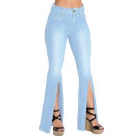 กางเกงยีนส์ขาบานช่วงเอวสูงสำหรับผู้หญิง,กางเกงยีนส์ขายาว S-3XL กางเกงยีนส์ขายาว