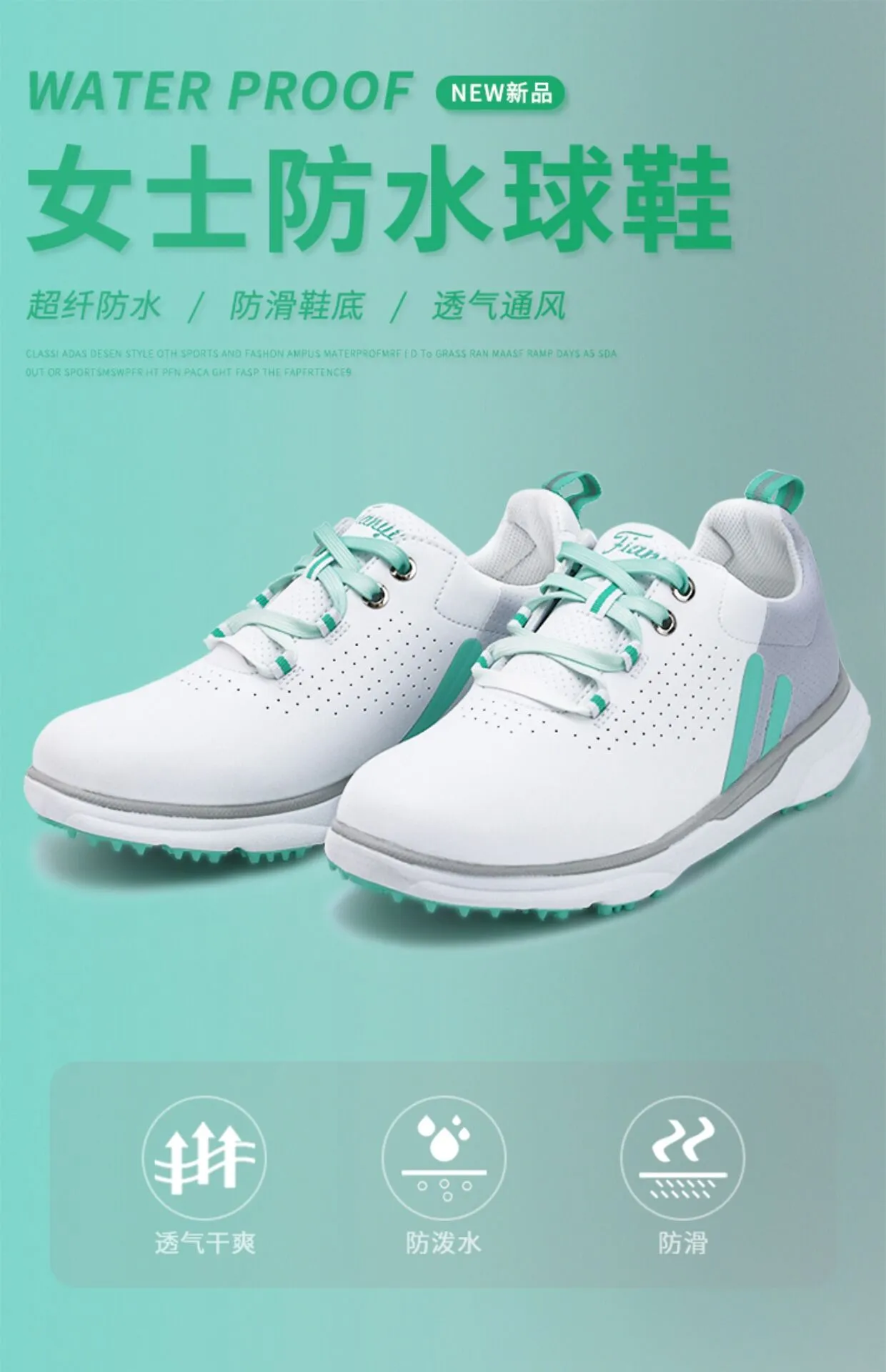 Golf Shoes Women's Waterproof Non-Slip Shoes Gradient Color Lace-up  Breathable White and Green Golf Sports Shoes | Lazada Singapore