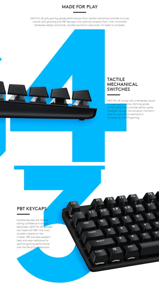 Logitech G413 TKL SE Tenkeyless Wired Mechanical Gaming Keyboard