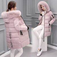 ✗❁☍ Jacket New 2023 Womens Down Parkas Fur Collar Thick Coats Fashion Hooded Cotton Outerwear Woman Coat