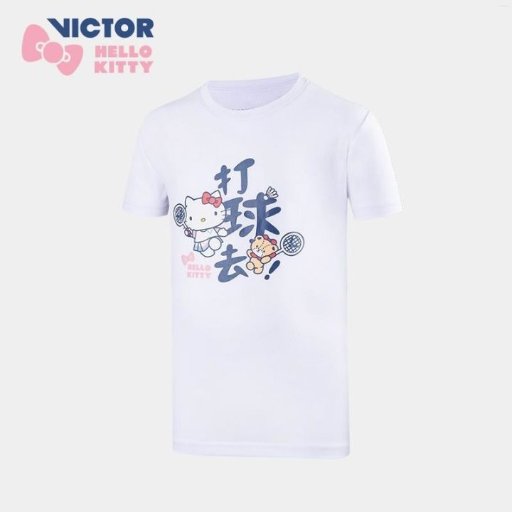 เสื้อยืดแฟชั่นสำหรับผู้หญิง-victor-victor-hello-kitty-ร่วมชุดกีฬาแบดมินตันชัยชนะ-t-kt202