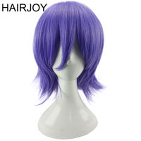 HAIRJOY Man Women Purple Cosplay Wig Short Curly Layered Synthetic Hair Party Wigs with Bangs 7 Colors Available Free Shipping