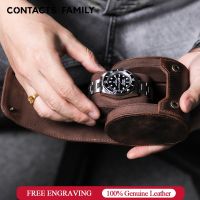 Luxury Watch Roll Case Display Watch Box Genuine Leather Travel Wristwatch Jewelry Storage Pouch Organizer Gift Free Engraving