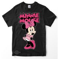 เสื้อยืดพรีเมี่ยมเสื้อยืด พิมพ์ลาย minie mouse สีดํา พรีเมี่ยม