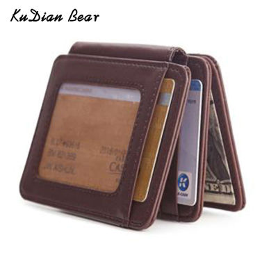 KUDIAN BEAR Men Money Clip Wallets Male Credit Card Holder Bag Fashion Coin Purse Case Clutch Casual Short Wallet BIH219 PM49