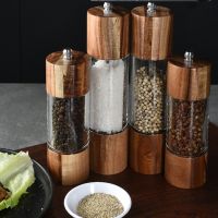 【JH】 1Pc Manual Pepper Mill Grinder Acacia Seasoning Spice Bottle Milling Food Herb Grinders Jar Containers