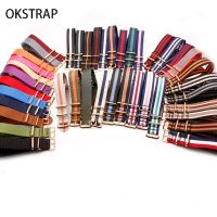 Nylon Watch Band 18MM 20MM 22MM 24MM Watches with Gold Color Pin Buckle Replacement Strap Striped Multiple Colors Available Straps