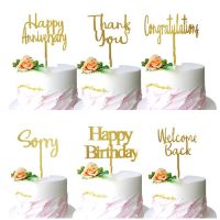 Happy birthday Anniversary Congratulations Acrylic Cake Topper Welcome Back Thank You Sorry Baking Dessert Cake Decoration