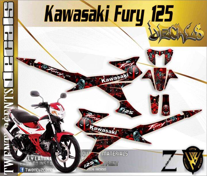 Kawasaki fury 125 Decals HighQuality Stickers deadpool Lazada PH